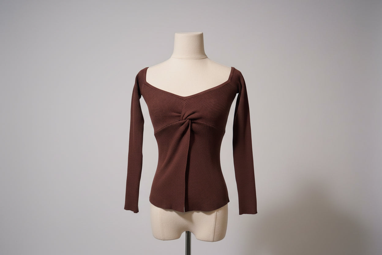 Blusa Café Chocolate con Nudo