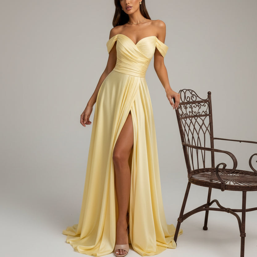 Vestido Largo Amarillo Mantequilla
