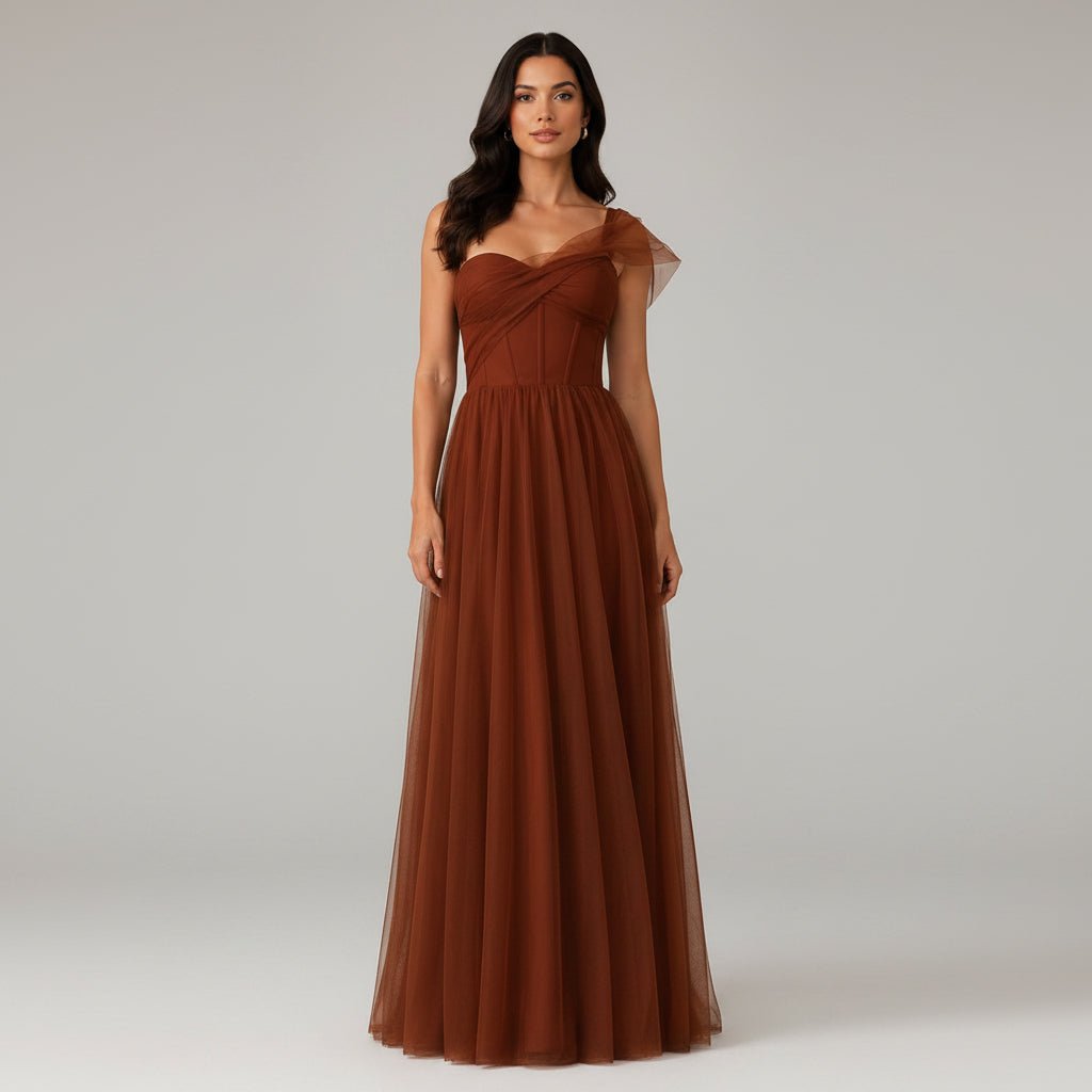 Vestido Largo Tul Chocolate