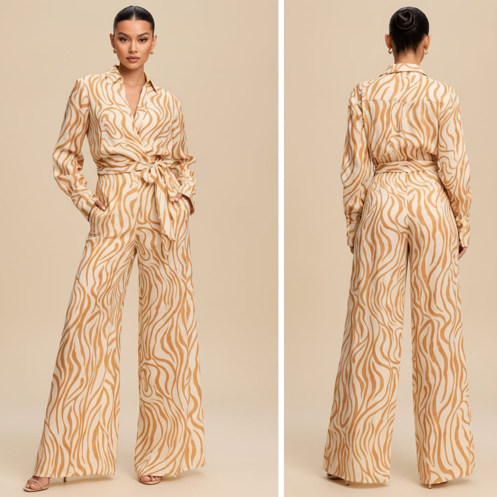 Jumpsuit Estampado de Pierna Amplia